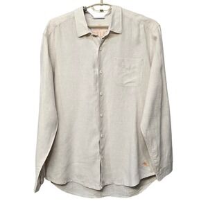 Tommy Bahama Relax Linen Casual Button‎ Up Shirt Men XL Beige Coastal Papi Chulo